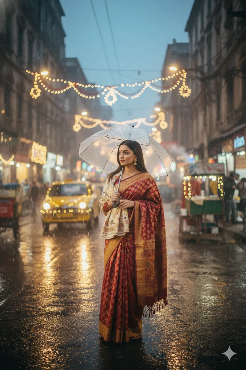 Slow-Motion Rain • Winter Night • Traditional Bengali • Vertical 9:16